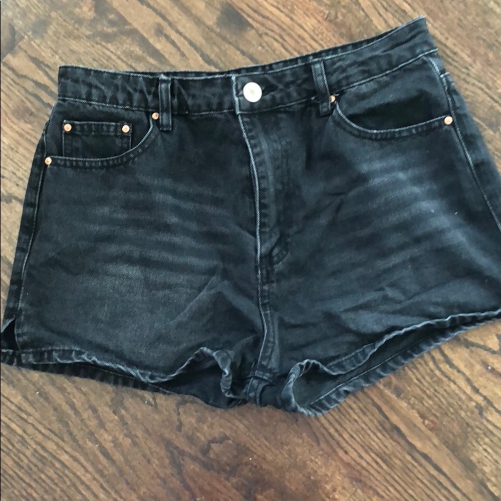 High Waisted Black Jean Shorts